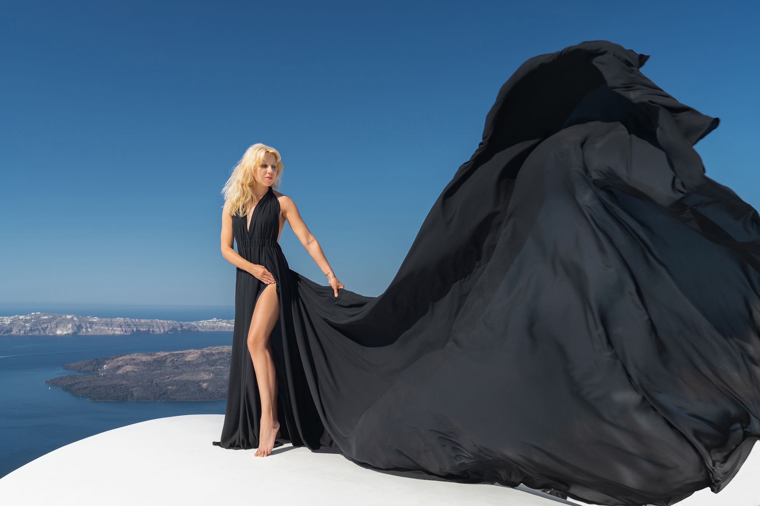 Shoot with a black Santorini dress