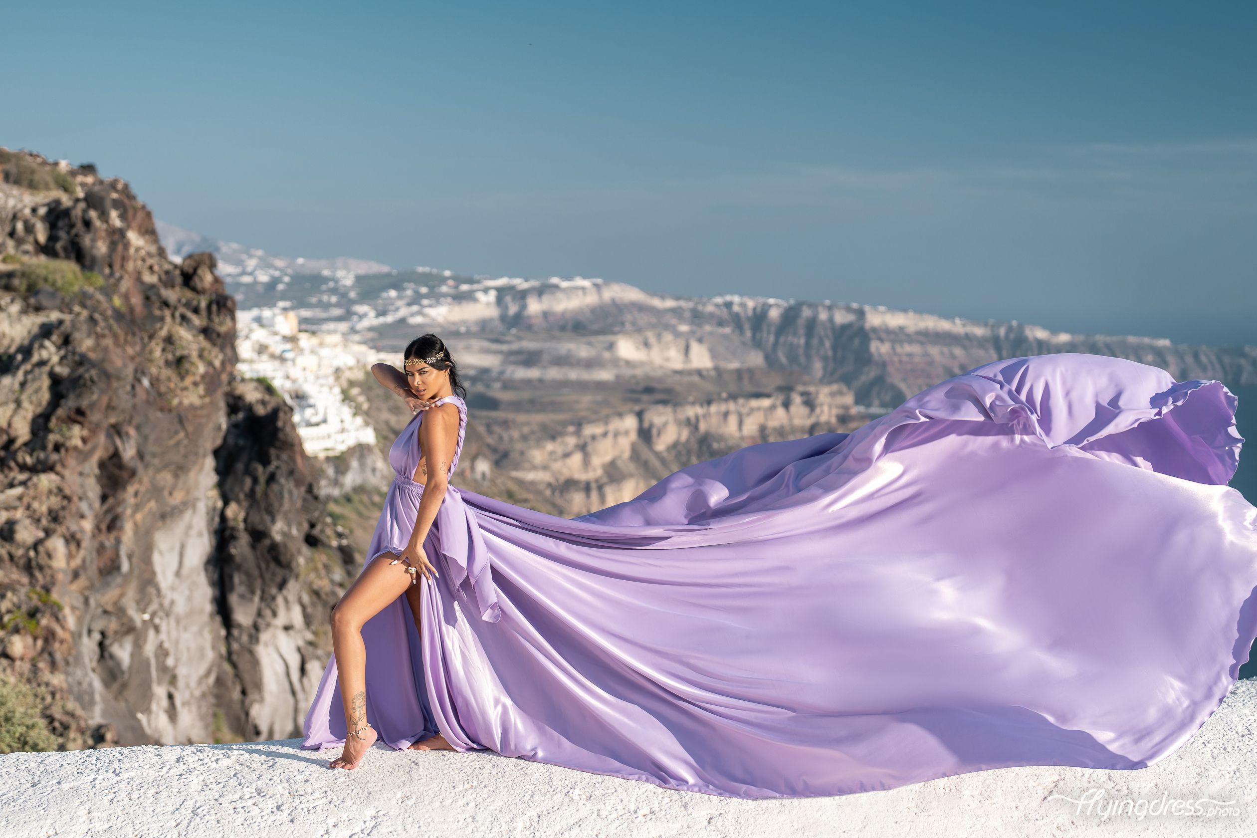 Lilac Santorini Dress Photoshoot with Sara Stamp