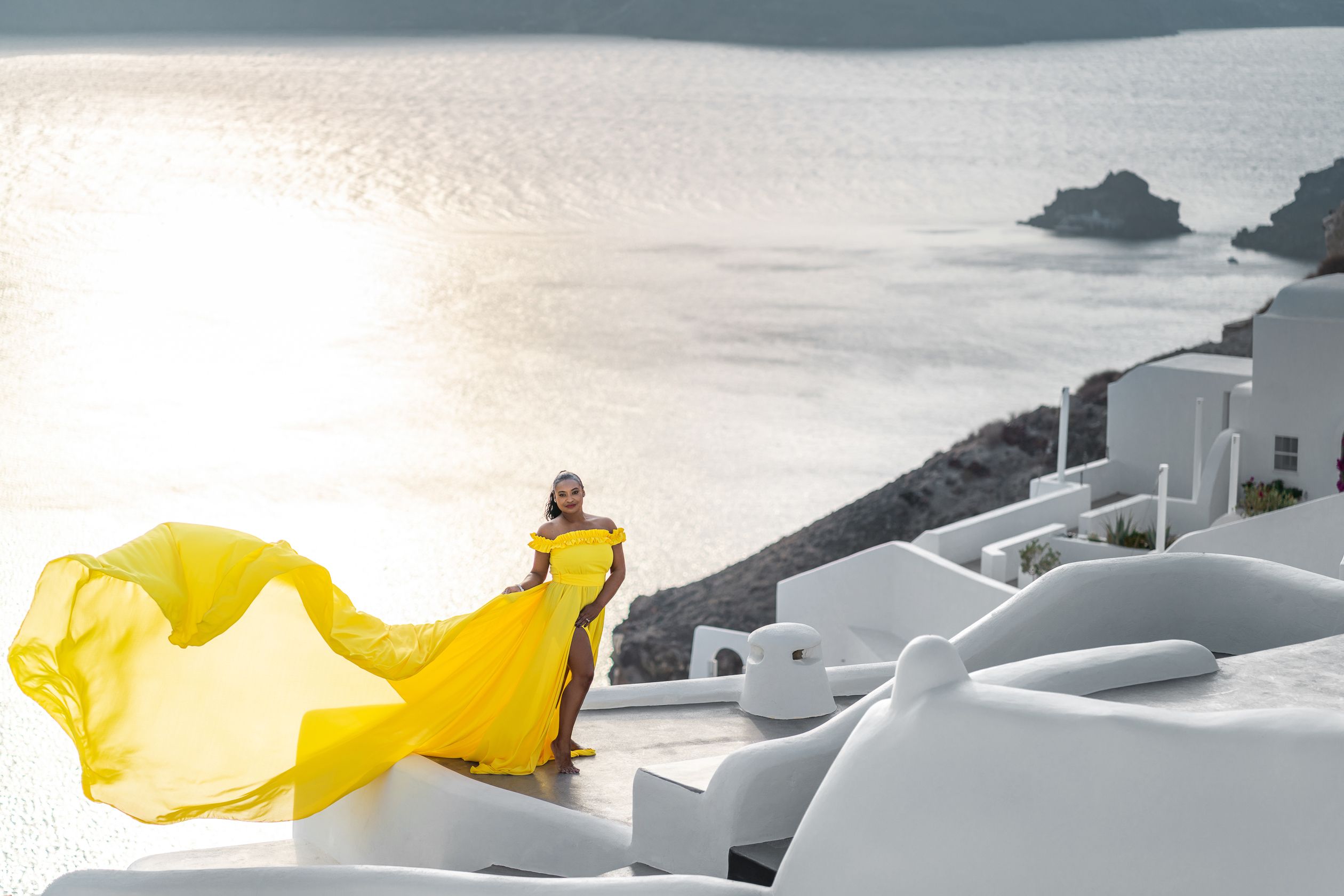 Santorini dress shoot in Oia