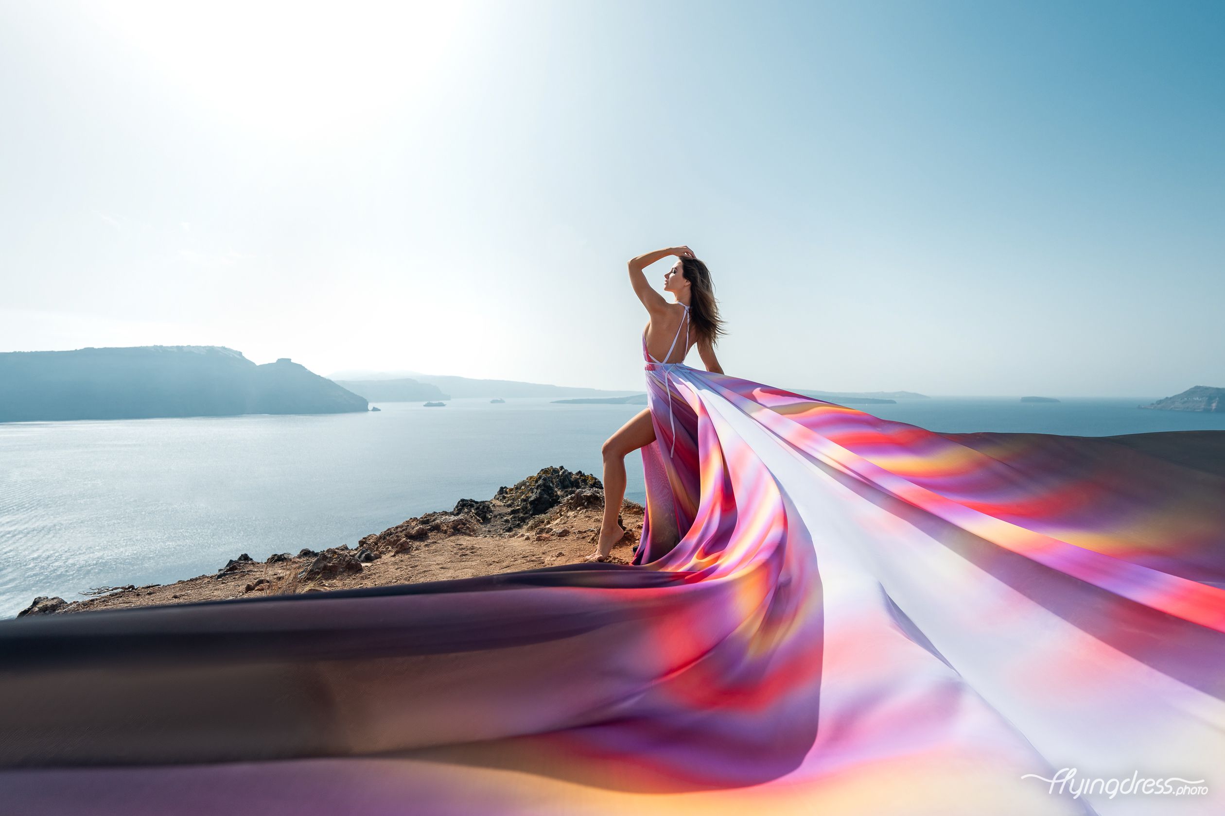 Multicolor ombre flying dress photoshoot