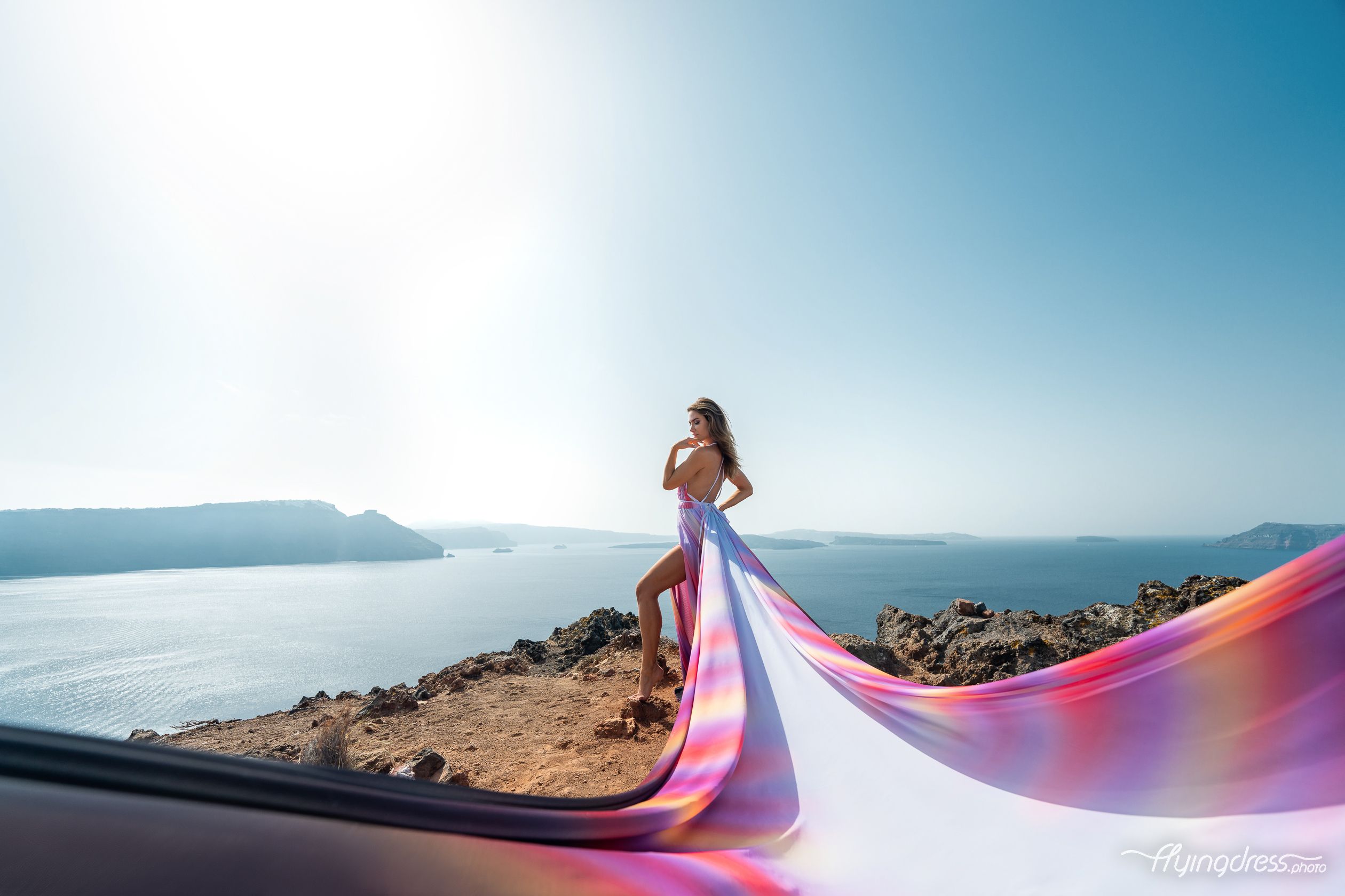 Multicolor ombre flying dress photoshoot
