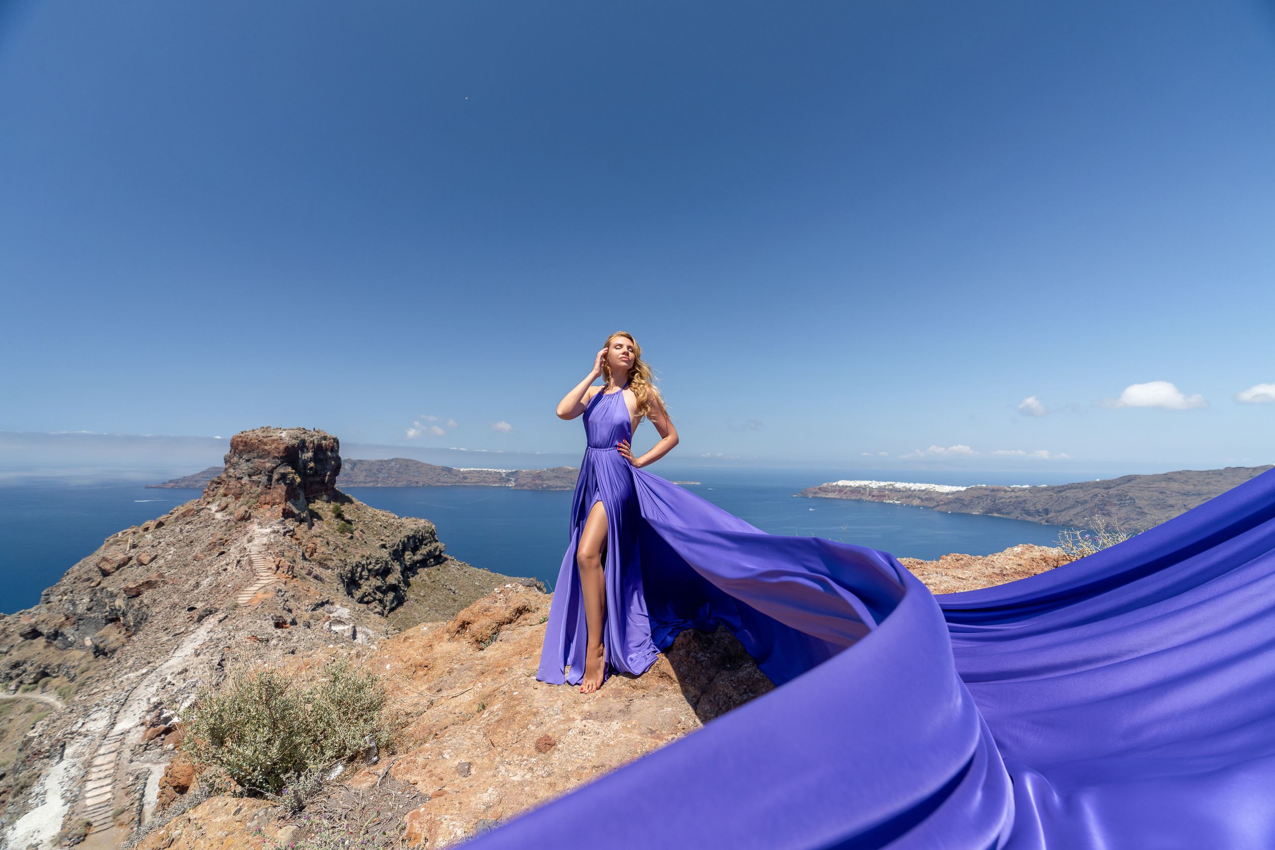 Flying Satin Santorini Dress Photoshoot