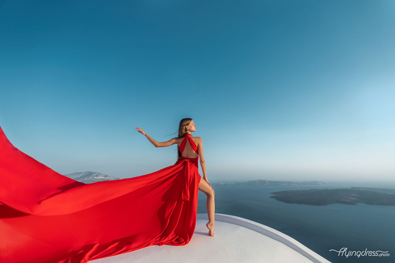 Flying Santorini Dress photoshoot.