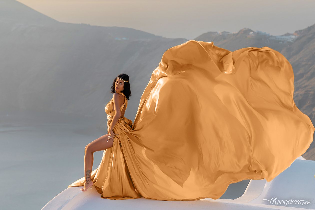 Spanish model Sara Stamp posing for Flying Dress