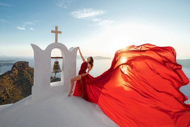 Santorini red dress