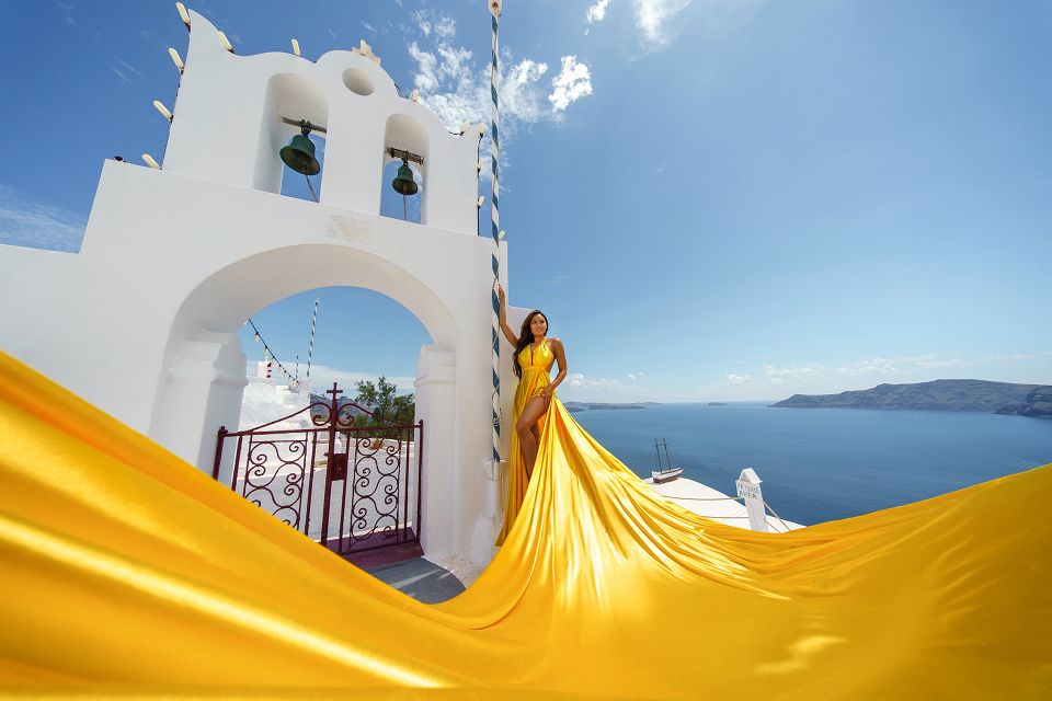Daphne Joy Santorini dress photoshoot