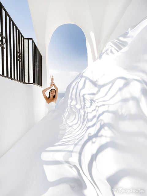 White flying dress photoshoot