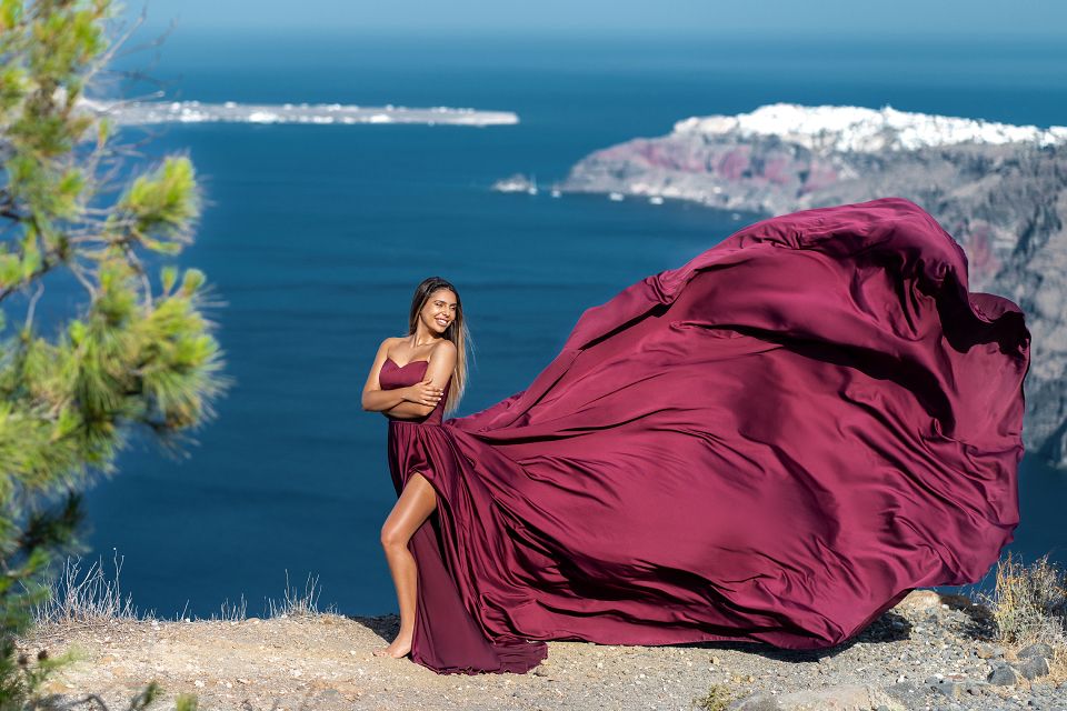 Flying Santorini dress shoot