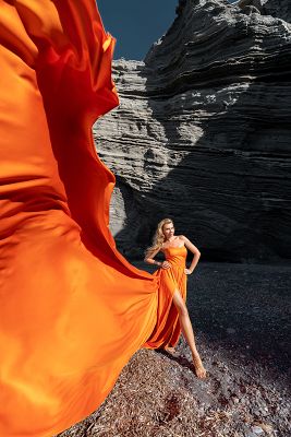 Orange Santorini dress shoot
