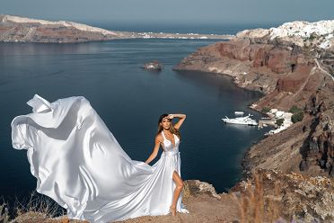 Santorini Flying Dress photoshoot in Finikia (Oia) Santorini